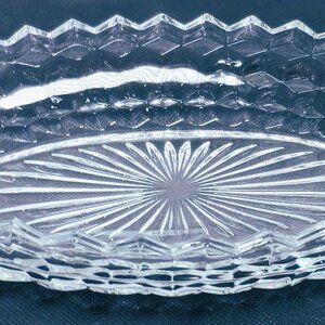 Fostoria Crystal Glass Condiment Relish Dish Boat-Shaped "Cubist" pattern #2056